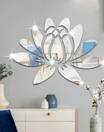 Adesivo de parede de espelho MDF de lótus