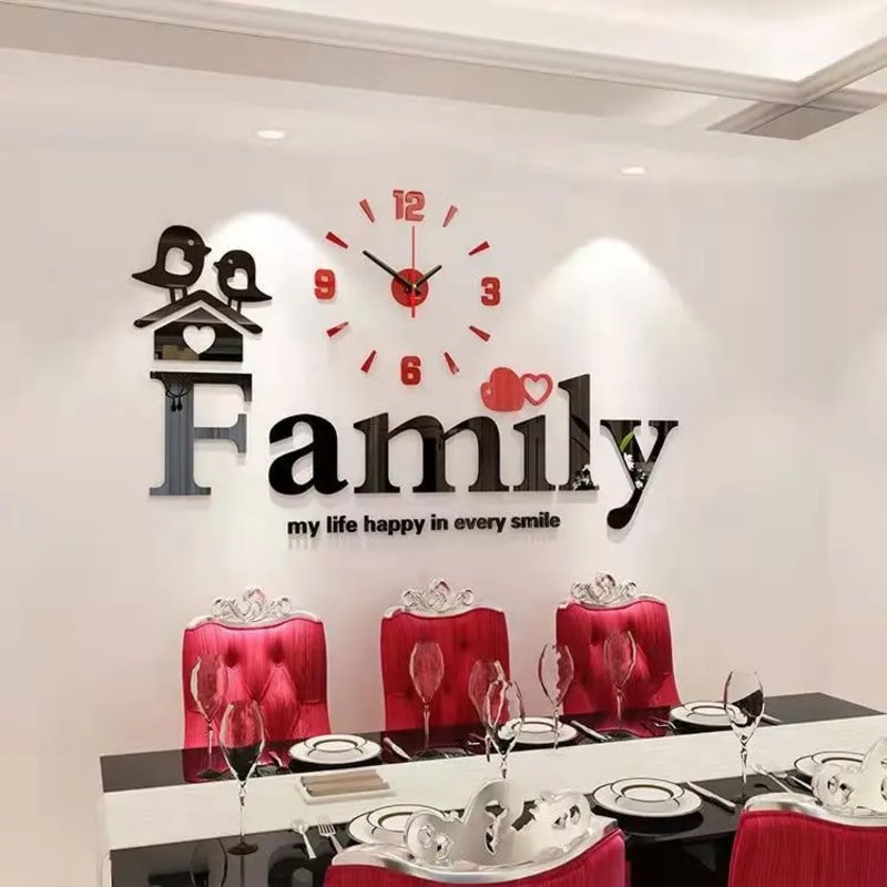 Relógio de parede criativo acrílico MDF 3D grande para família khanguru