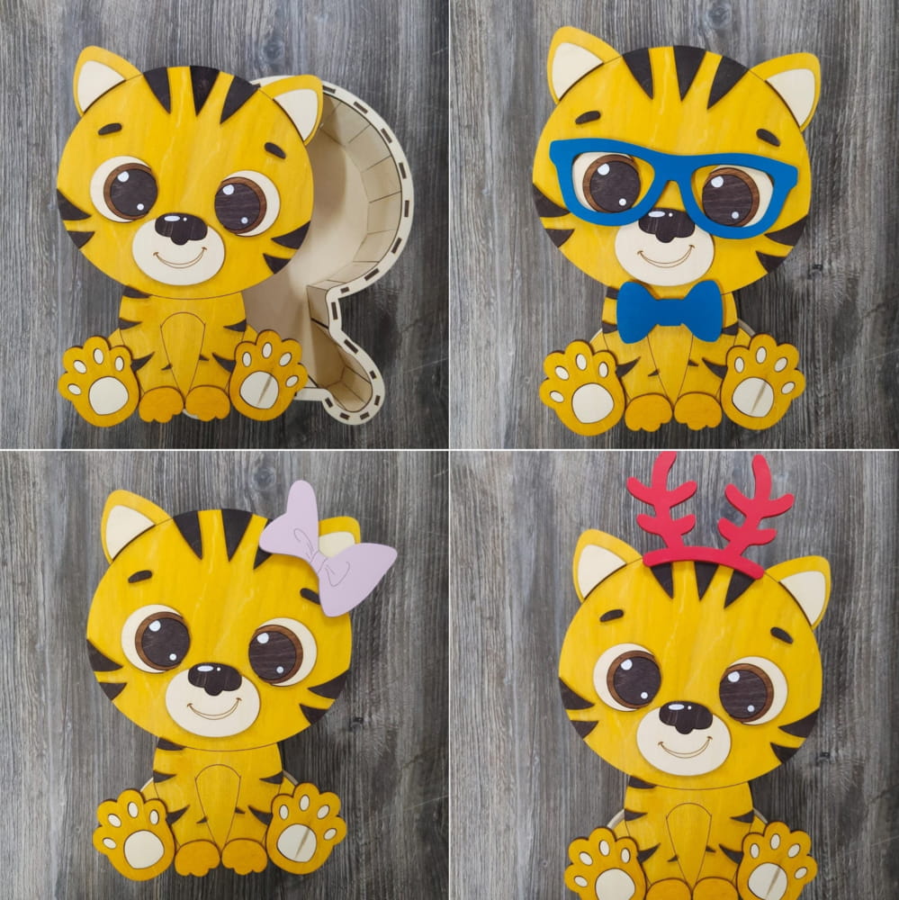 Caixa de Tigre Cortada a Laser - Vetor Grátis-khanguru