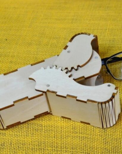 Caixa de óculos com engrenagens cortadas a laser - arquivo SVG