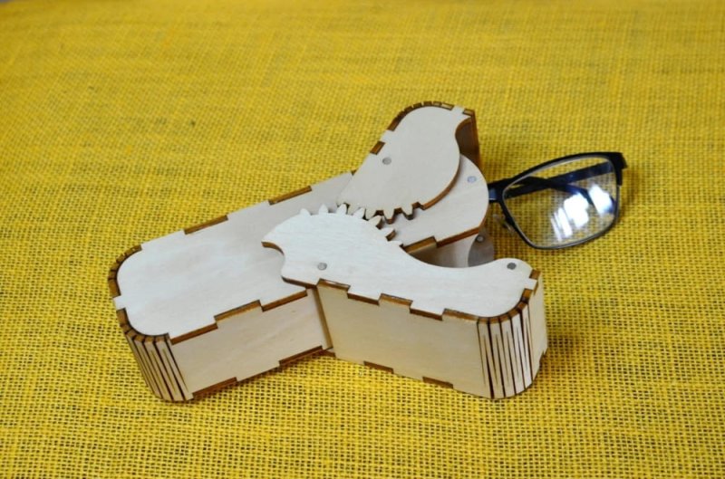 Caixa de óculos com engrenagens cortadas a laser - arquivo SVG