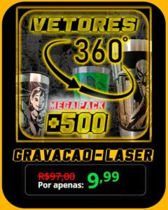 Vetor Pack +500 Vetores 360º para Corte a Laser MDF Acrilico EVA